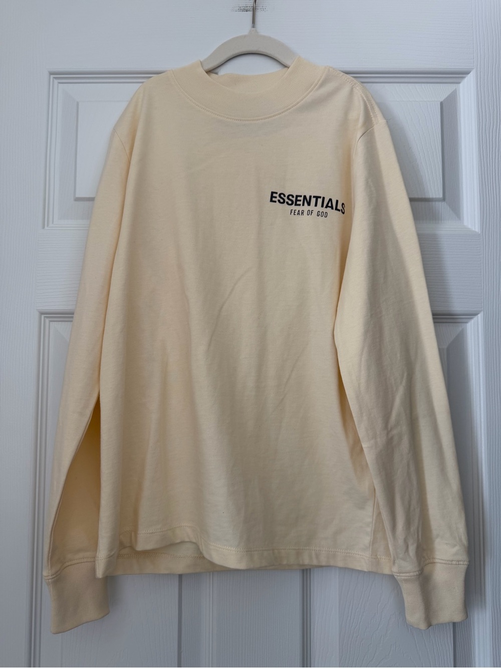 Essentials Kids M (8) Fear Of God Long Sleeve Crew Neck Cream Tee Shirt